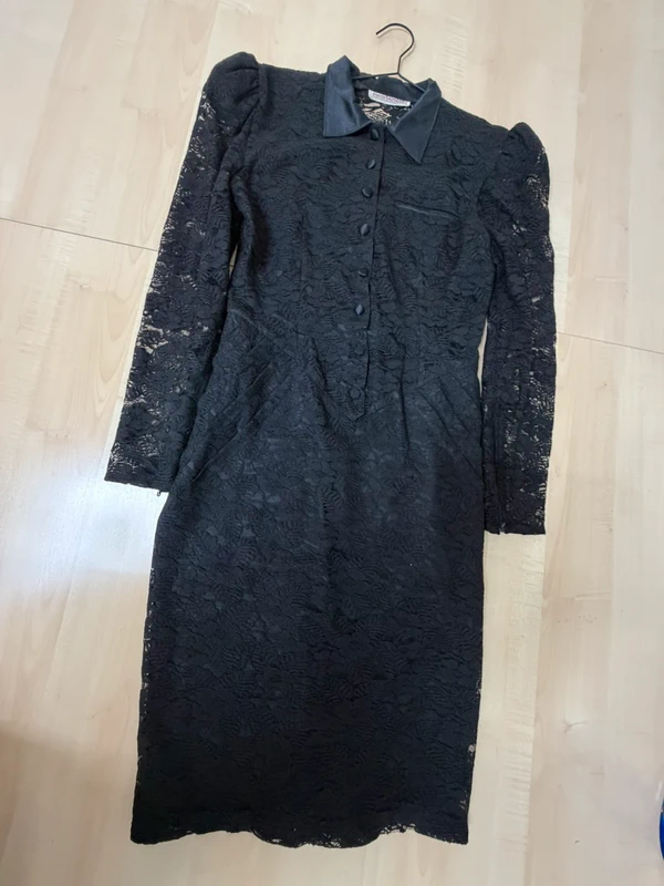 Roccobarocco vestido midi encaje negro Talla S/36 Vintage — foto 4