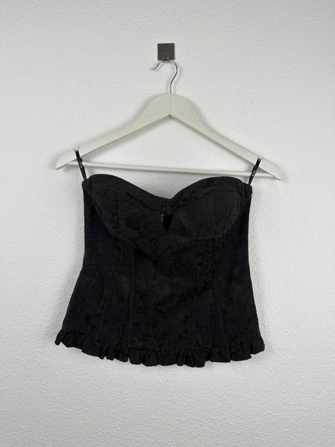 Red Corset Bustier Top Strapless Hook Back Y2K Structured Size 8