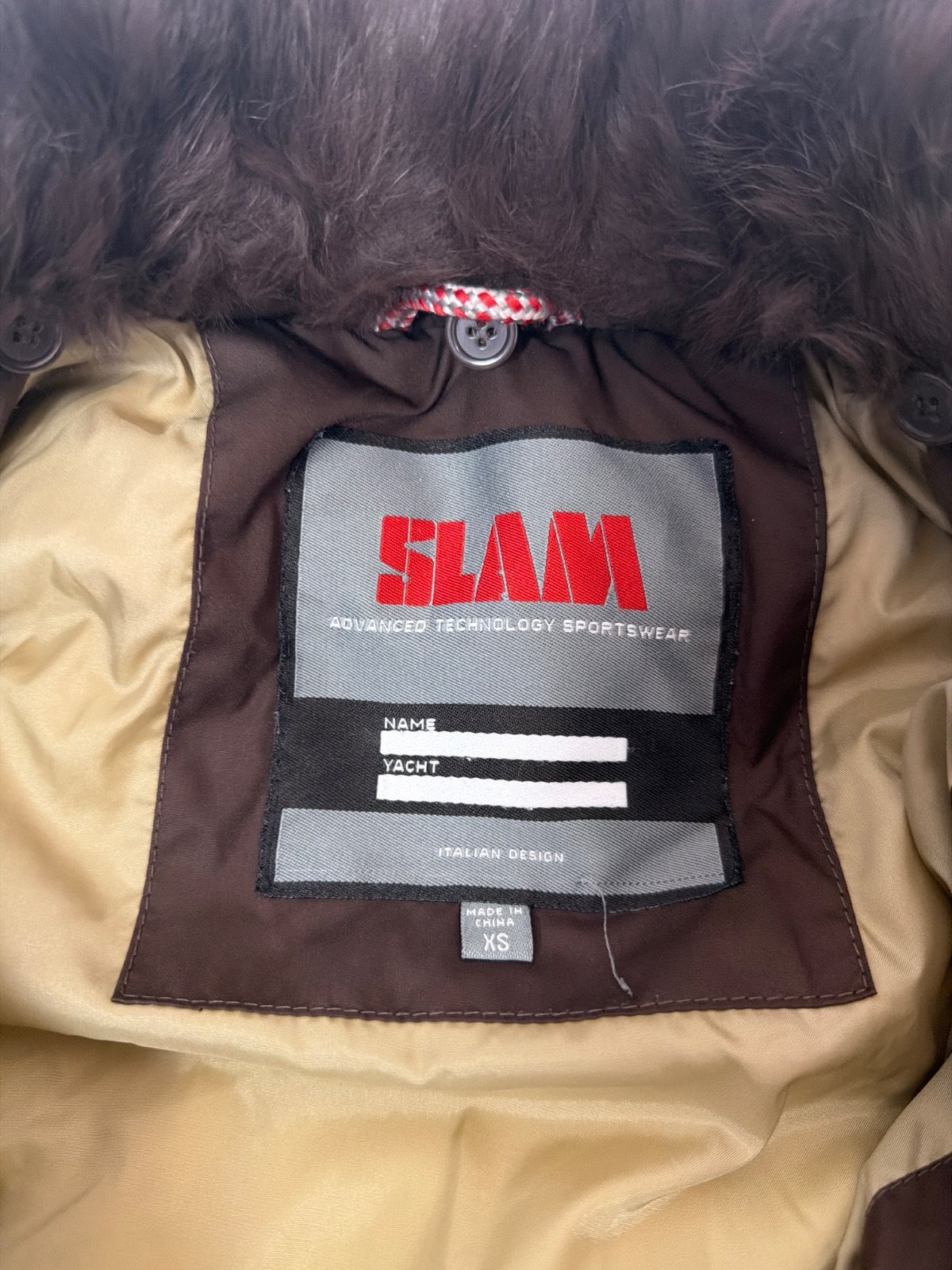 Slam Abrigo Plumas Mujer Talla XS Marrón Capucha Vintage — foto 3