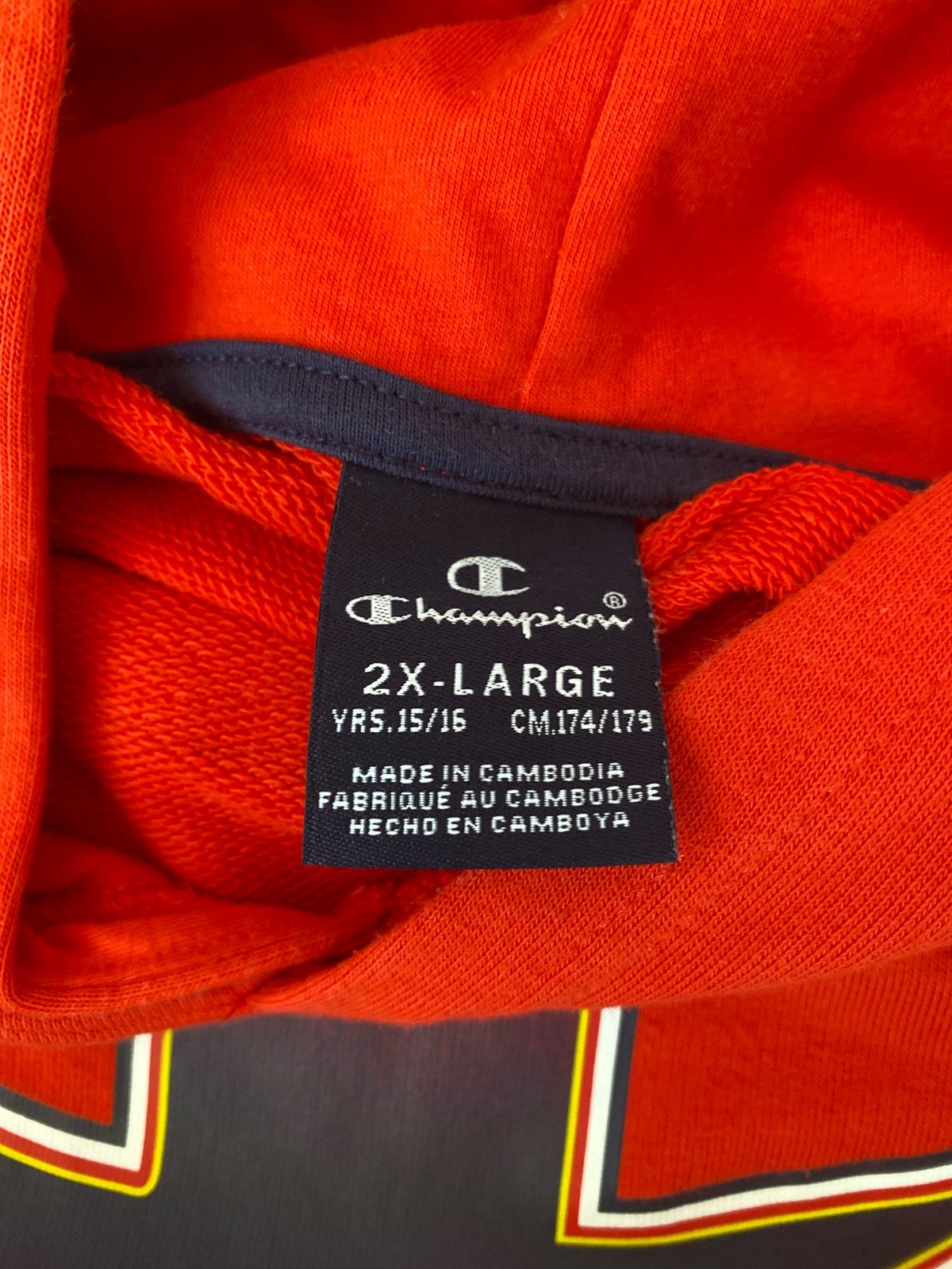 Champion sudadera niño capucha roja logo bordado streetwear — foto 7