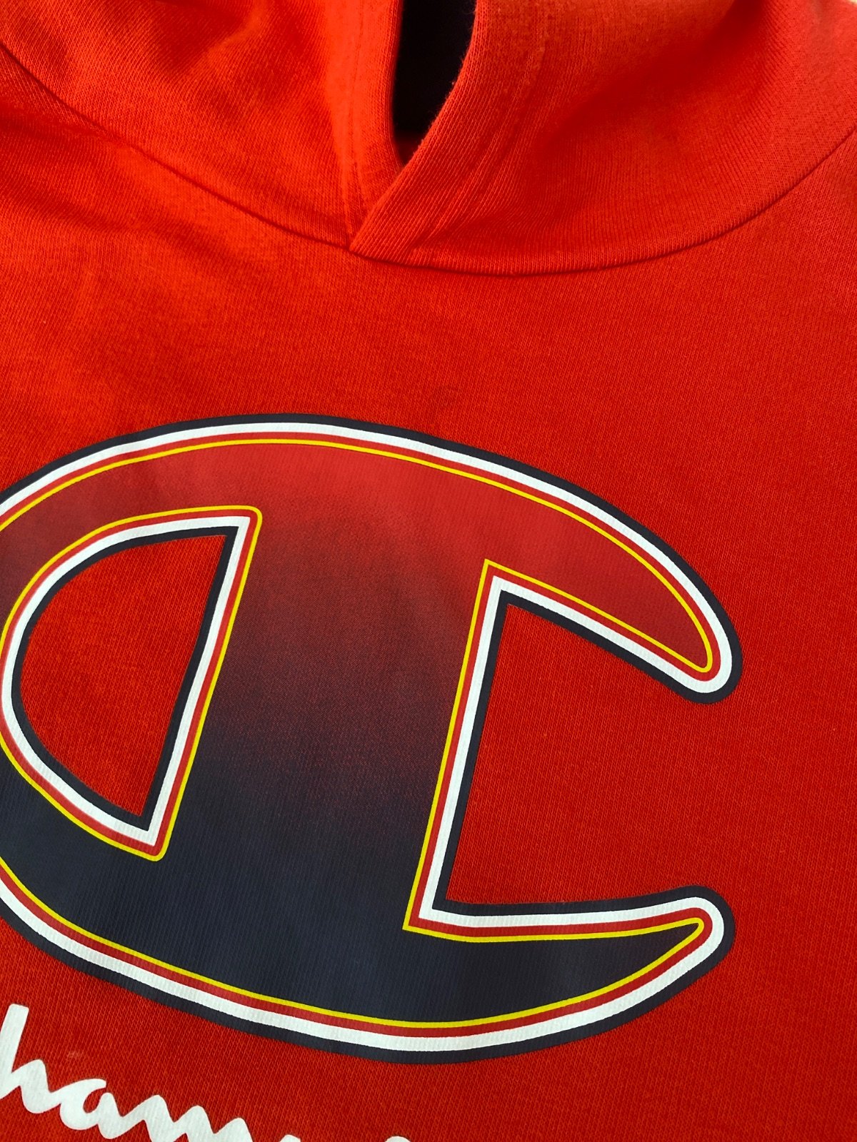 Champion sudadera niño capucha roja logo bordado streetwear — foto 4