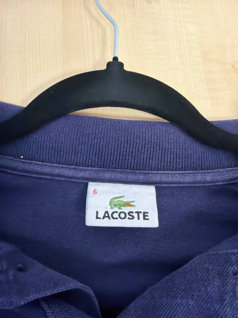 Lacoste polo manga larga vintage azul marino piqué — foto 5