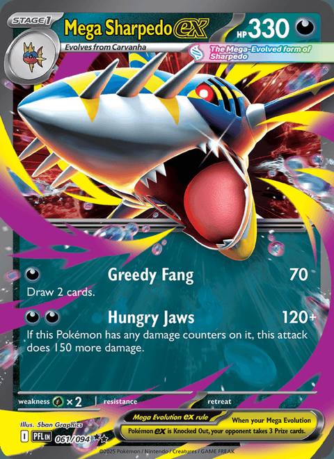 Mega Sharpedo ex 061/094 Phantasmal Flames Inglés Double Rare
