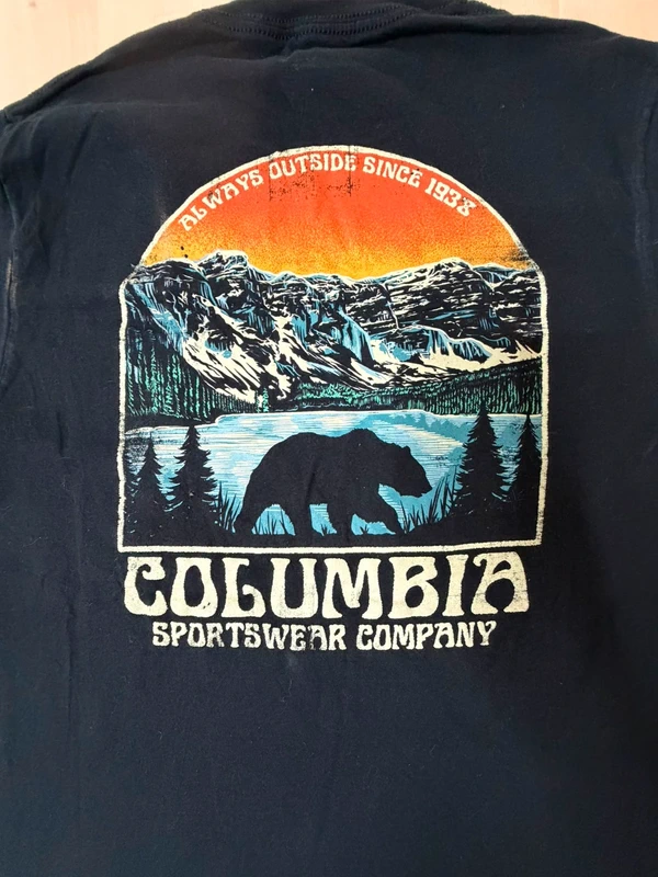 Columbia Camiseta Talla M Negra Oso Montaña Vintage Outdoor — foto 3
